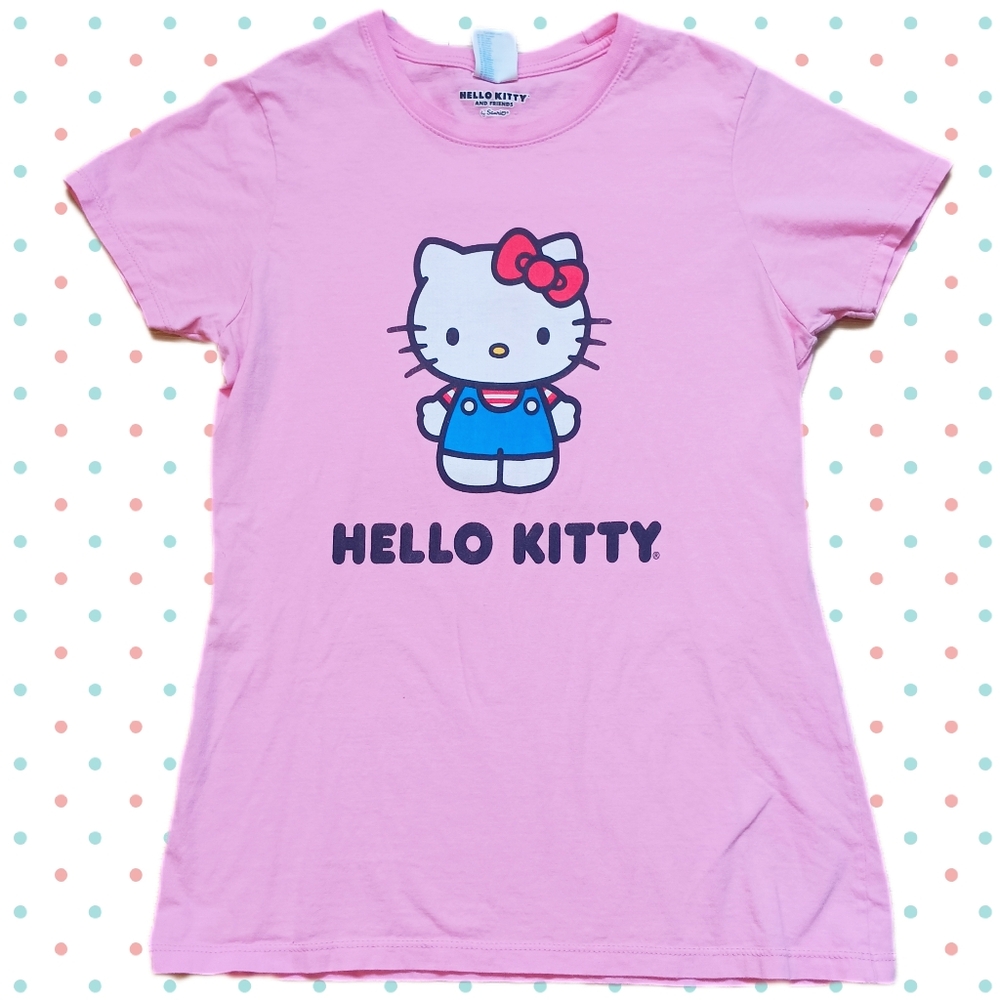 Hello Kitty Sz XS Front Back Print Kawaii‎ Sanrio Cotton Pink Womens T-shirt